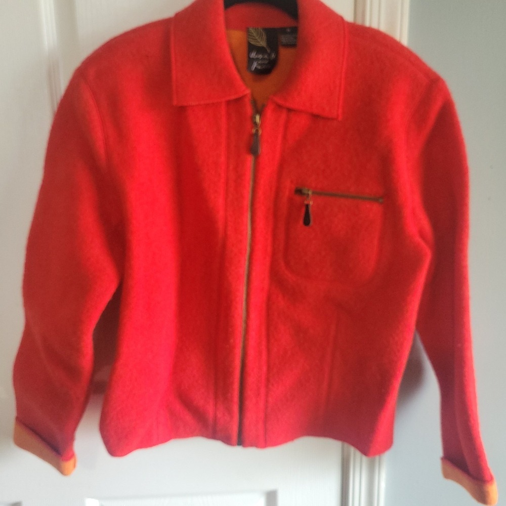 Vintage 100% Wool Dana B. And Karen Red Orange Size Medium